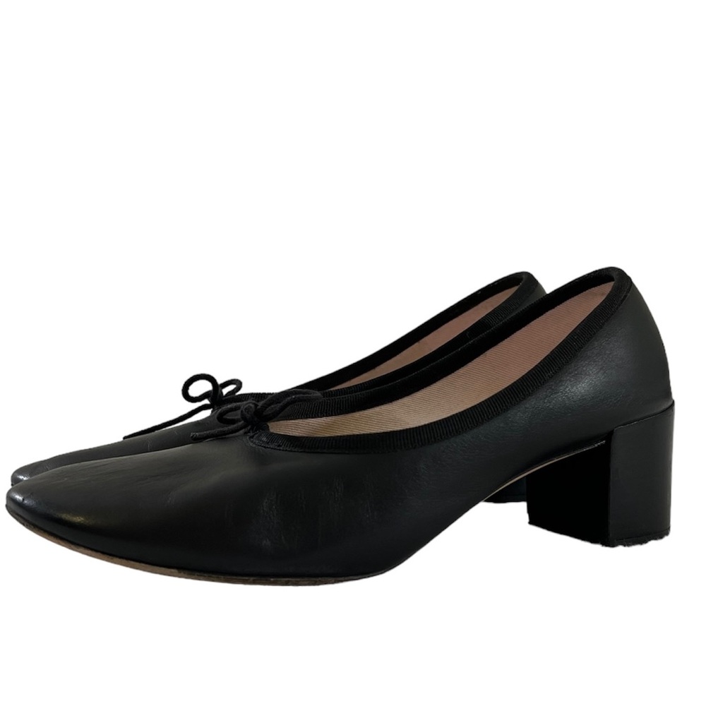 Repetto Ballerina Heels Black Leather Size 37.5 US Size 6.5
